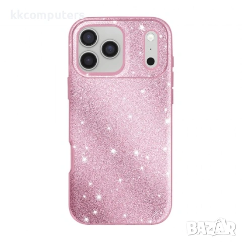 Силиконов кейс bSmart Glitter 3в1 за iPhone 17 Pro Max (6.9) розов и Протектор, снимка 2 - Калъфи, кейсове - 54157873