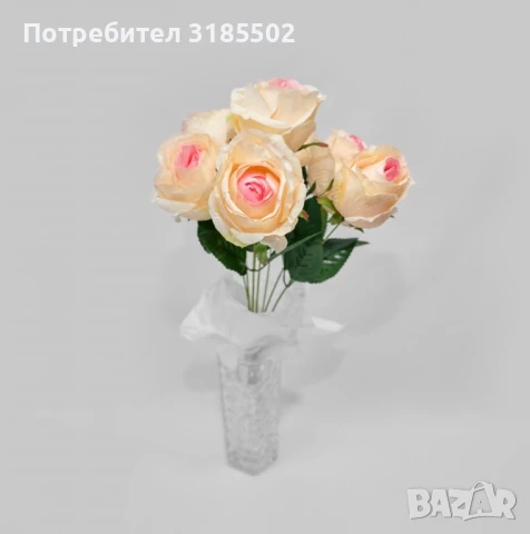 Елегантни изкуствени букети от рози – идеални за декорация и подарък, снимка 8 - Изкуствени цветя - 51227457