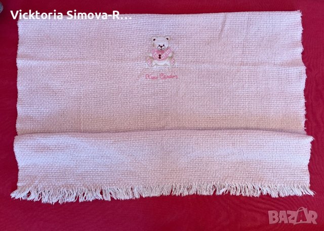 Памучно, бебешко, розово одеалце Pierre Cardin, снимка 2 - Спално бельо и завивки - 42640417