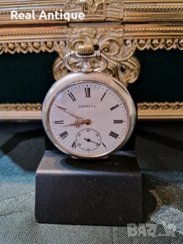 Страхотен антикварен колекционерски швейцарски сребърен джобен часовник ZENITH , снимка 2 - Антикварни и старинни предмети - 48698362