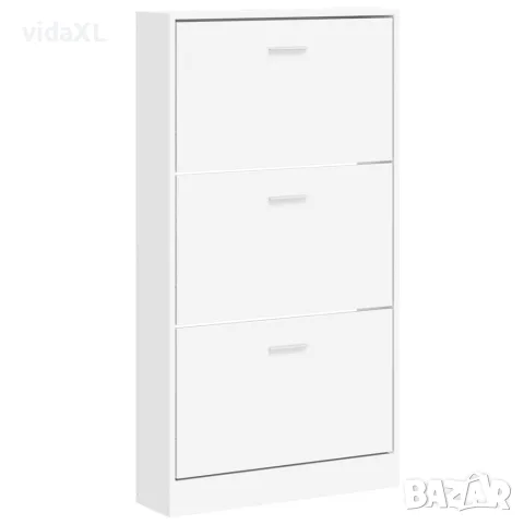 vidaXL Шкаф за обувки, бял, 59x17x108 см, инженерно дърво