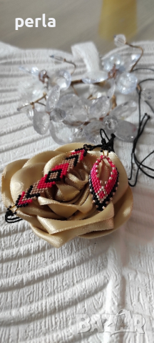 Ръчно изработен сет от гривна и колие , снимка 2 - Гривни - 44620693