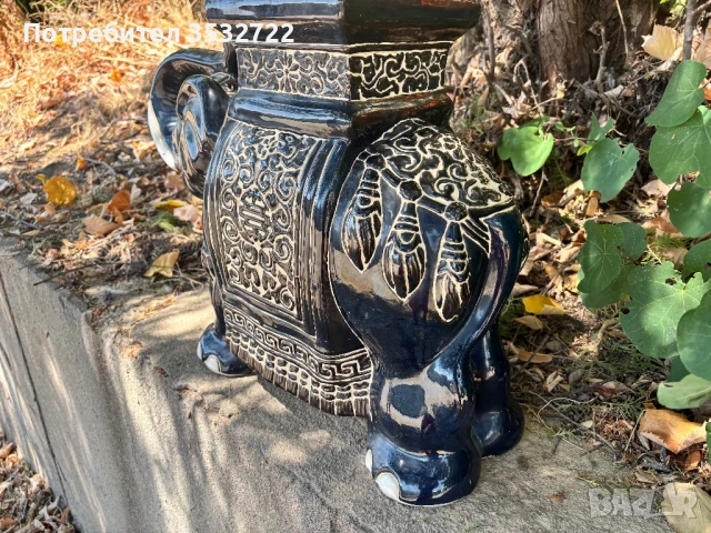 Керамичен слон поставка, снимка 5 - Статуетки - 51081880