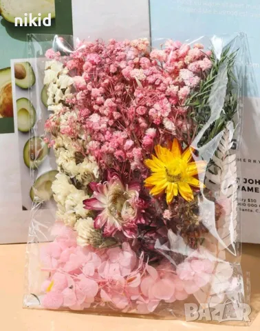 Микс сухи цветя гипсофил гипсофила в кутия за декорация натурални сапун свещи свещ смола аранжиране, снимка 3 - Изкуствени цветя - 36331627