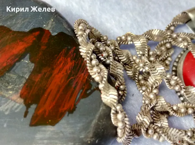 МАРКОВО СРЕБЪРНО КОЛИЕ с СРЕБЪРЕН МЕДАЛЬОН СРЕБРО 925 ITALY с ЮВЕЛИРНО ШЛИФОВАН ЧЕРВЕН КОРАЛ 34928, снимка 4 - Колиета, медальони, синджири - 49328153