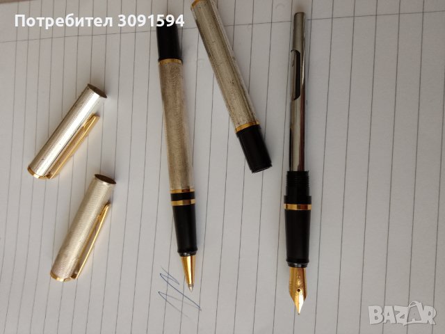 Комплект писалка и химикал със сребърно покритие, снимка 2 - Антикварни и старинни предмети - 42707322