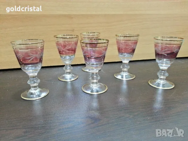 ретро стъклени чаши цветни , снимка 2 - Антикварни и старинни предмети - 48937451