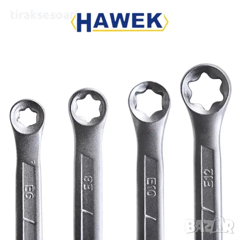 Комплект Ключове E-TORX в блистер Комплект ключове 4 броя HAWEK, снимка 3 - Ключове - 47627203