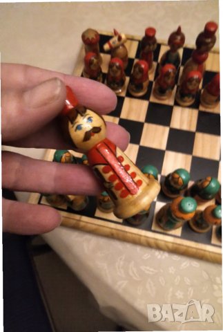 Рядък дървен шах матрьошки РЪЧНА ИЗРАБОТКА, снимка 8 - Шах и табла - 31641822