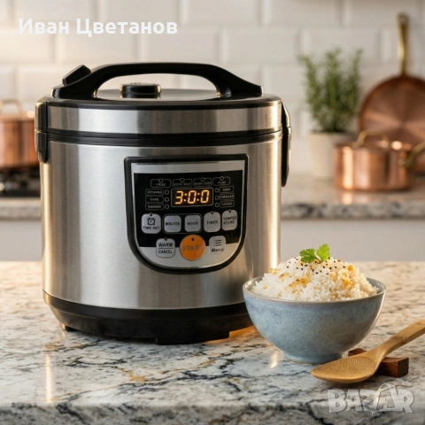 Оризоварка Cheffinger CF-RC5.0, 5L, 900W – XXL капацитет, таймер, инокс капак