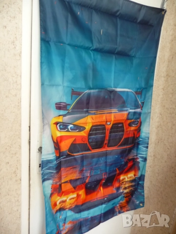 Знаме BMW M оранжево готино баварец спортно бързо гъзарско кола автомобил фенове готино маниашко БМВ, снимка 3 - Декорация за дома - 52337244