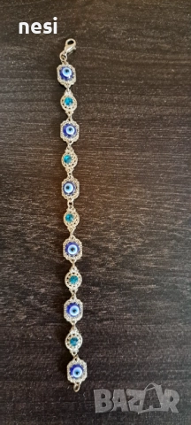 Посребрена гривна с камъни, снимка 2 - Гривни - 52420097