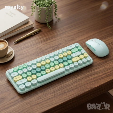Комплект безжична клавиатура и мишка MOFII Bean, 2.4G - ергономичен дизайн и компактни размери, снимка 3 - Клавиатури и мишки - 54125327