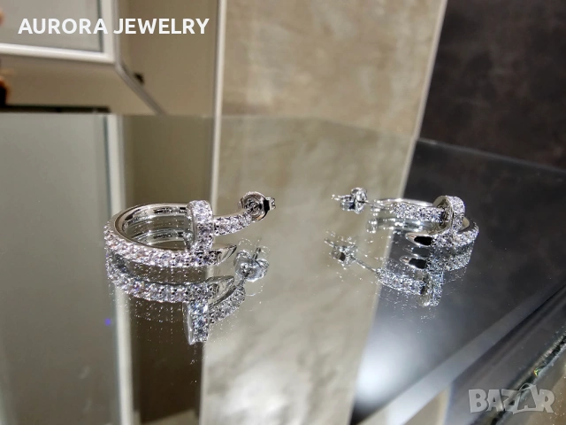 CARTIER Nail Juste un Clou Hoop Silver Diamonds Дамски Обеци Пирон, снимка 5 - Обеци - 53148810