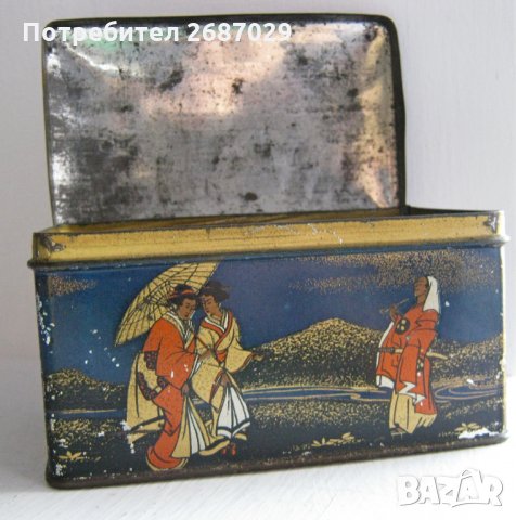 Стара метална кутия с лебеди и японци, снимка 9 - Други - 31812616