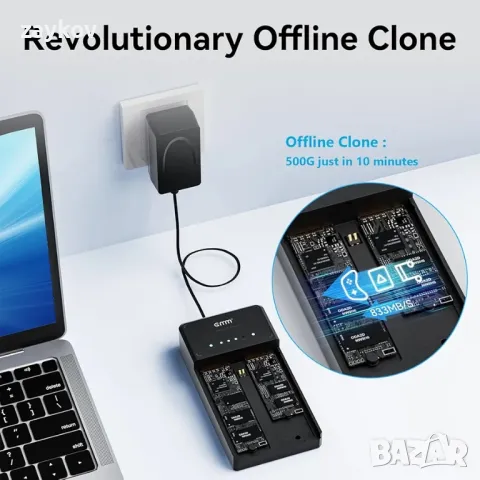 NVMe M.2 Dual Bay Duplicator Clone Enclosure, USB към NVME адаптер, снимка 8 - Друга електроника - 47963931