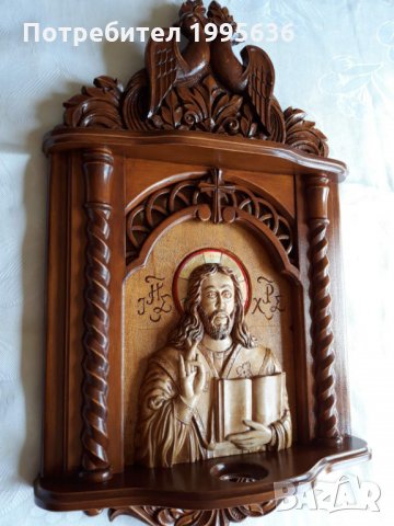 Дърворезба- домашен иконостас с резбован релеф на Исус Христос, снимка 6 - Други - 29190441
