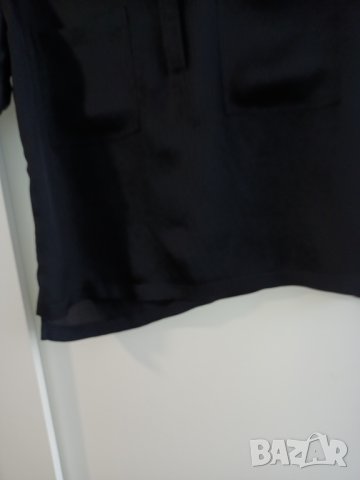 Копринена черна риза Massimo Dutti 42/L, снимка 8 - Ризи - 37257367