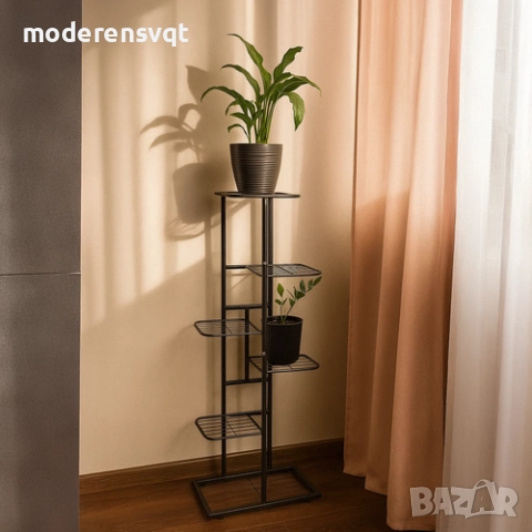 Цветарник стойка 6 етажа за растения лофт черен, снимка 6 - Градински мебели, декорация  - 51656984