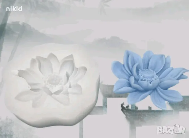 Цвете Лотус Лотос красиво силиконов молд форма фондан шоколад гипс смола декор, снимка 5 - Форми - 49562384