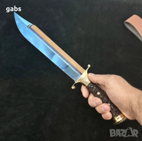 Голям трофеен нож TERMINATOR с кожена кания,LN430, снимка 10 - Ножове - 52662789