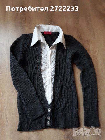 Дамски  пуловер жилетка  с риза, снимка 3 - Блузи с дълъг ръкав и пуловери - 31096508