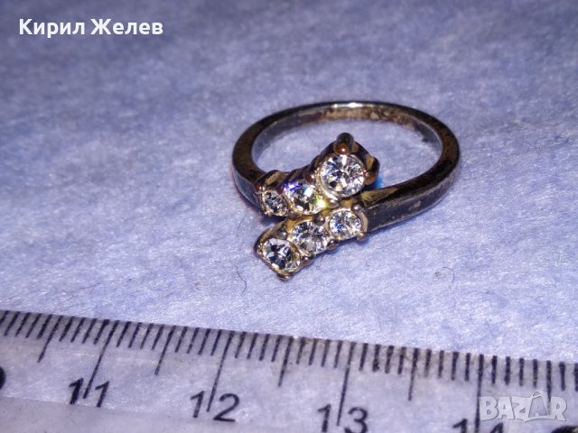 СРЕБЪРЕН или ПОСРЕБРЕН СКЪПОЦЕНЕН РЕТРО АР НУВО ПРЪСТЕН с ИСКРЯЩИ ЦИРКОНИ и ЩЕМПЕЛ на МАЙСТОРА 30606, снимка 4 - Антикварни и старинни предмети - 40757285
