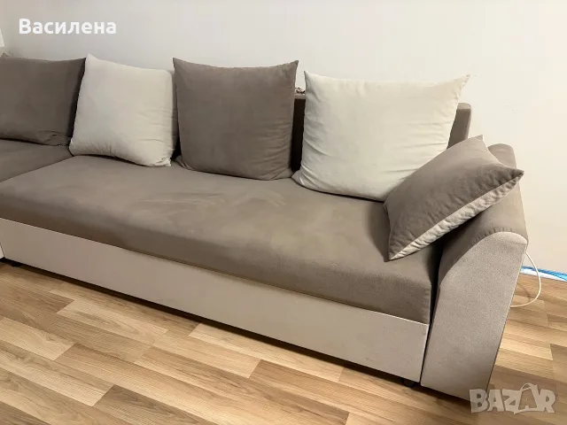Разтегаем диван бежово/кафяв, снимка 4 - Дивани и мека мебел - 56446999