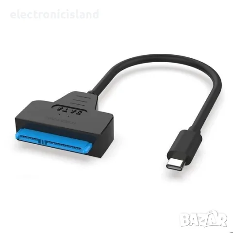 Type-C към USB 3.0 към SATA Адаптер Кабел за 2.5"/3.5" SSD/HDD – Висока Скорост 5Gbps, снимка 3 - Кабели и адаптери - 20954770