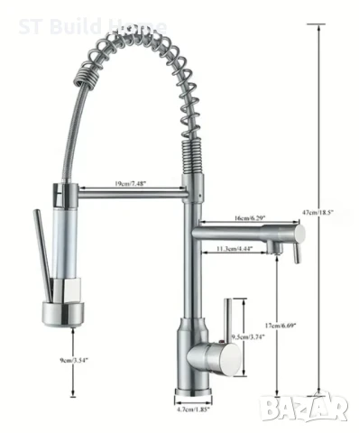МУЛТИФУНКЦИОНАЛЕН КУХНЕНСКИ СМЕСИТЕЛ С 360° РОТАЦИЯ, снимка 8 - Смесители - 50909412