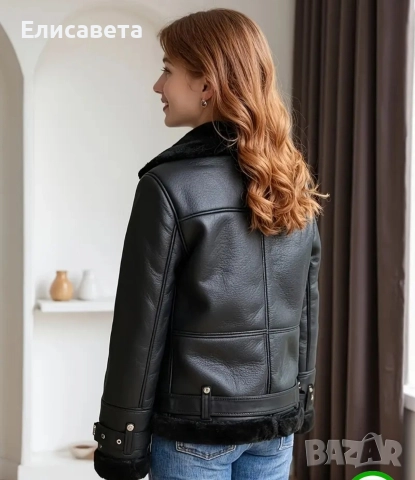 Дамско зимно модерно кожено яке , снимка 2 - Якета - 52958255