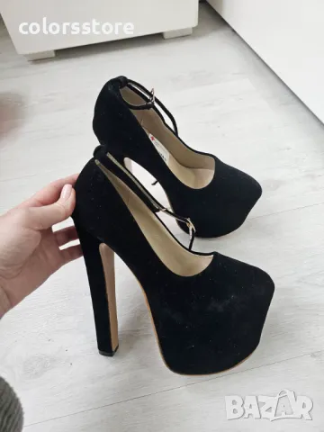 Обувки на ток - черен велур - GS100