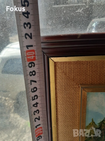 Картина пейзаж масло на фазер с рамка подписана, снимка 7 - Антикварни и старинни предмети - 53339362