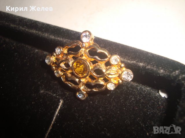ПОЗЛАТЕНА РЕТРО БРОШКА с ИНКРУСТИРАНИ КАМЪНИ 17633, снимка 3 - Антикварни и старинни предмети - 31247371