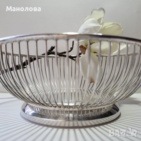 Посребрена кошница Viners Sheffield., снимка 3 - Антикварни и старинни предмети - 42646687