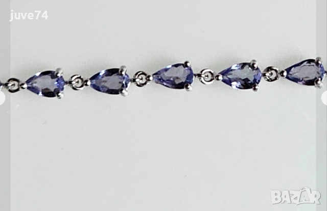 СРЕБЪРНА ГРИВНА С ТАНЗАНИТ (ТАНЗАНИЯ), снимка 2 - Гривни - 54344863