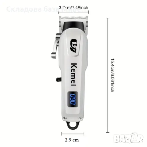  Професионалнa машинка Kemei, Регулируема глава, USB-Презареждаща батерия, LED дисплей , снимка 3 - Други - 48034786