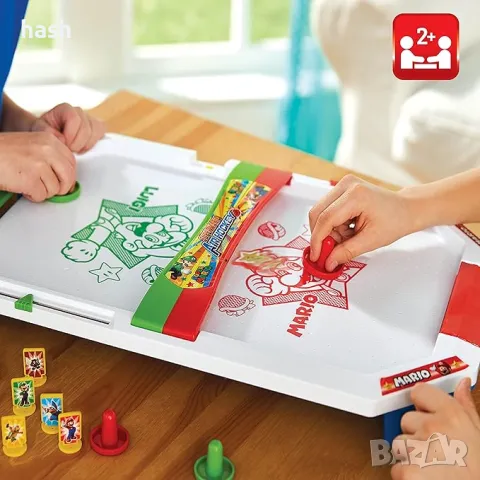 EPOCH Games 7415 Super Mario Air Hockey - Парти игра Екшън игра Игра на умения Цветна