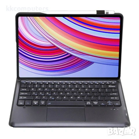 A0N11-A Кожен Калъф с Bluetooth Клавиатура с Тъчпад за Xiaomi Redmi Pad Pro - Стойка, Холдер за Стил, снимка 2 - Калъфи, кейсове - 53901240