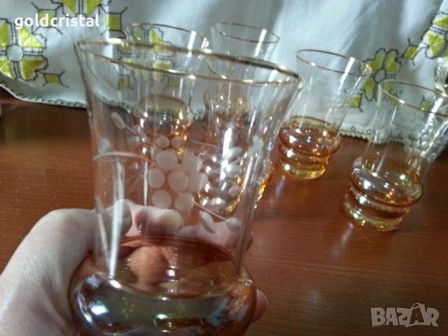 Ретро стъклени чаши гравирани , снимка 5 - Антикварни и старинни предмети - 42770282