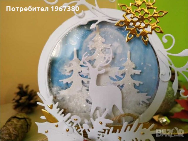 Картичка снежна топка подарък за Рождество Христово и Нова година, снимка 10 - Ръчно изработени сувенири - 30931065