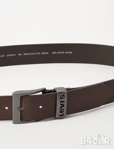 Унисекс колан Levi's в кафяво, от естествена кожа, с метална катарама, снимка 3 - Колани - 49962317