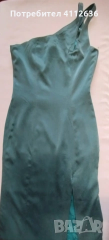 Вечерна винтидж рокля от зелена италианска коприна , снимка 4 - Рокли - 54045527