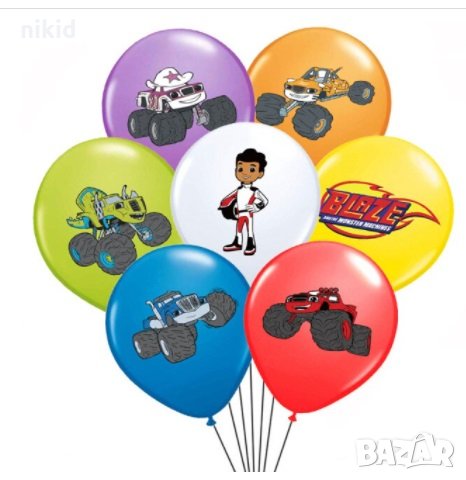 5 бр Blaze Monster Machines Пламъчко и Машините Обикновен надуваем латекс латексов балон парти хелий, снимка 2 - Други - 29683870