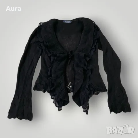 Black ruffled cardigan