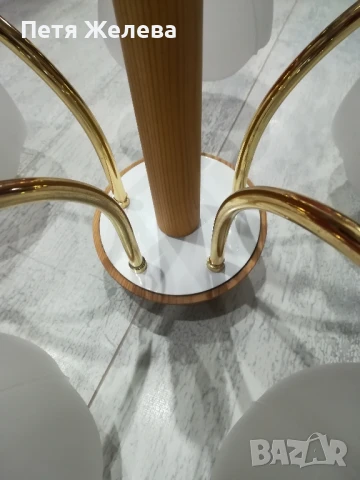 Полилей 5 крушки-дърво,стъкло и метал/Австрия , снимка 14 - Полилеи - 50731985