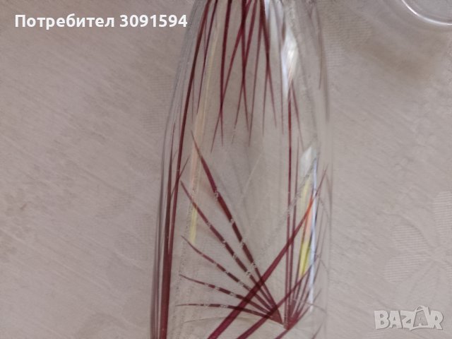  Винтидж Германия ,Комплект кана и 4 чаши за вино рисуваниано стъкло , снимка 7 - Други ценни предмети - 44422620