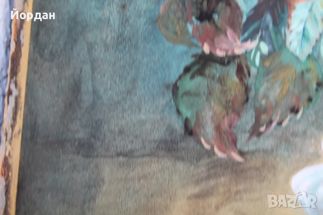 Стар акварел на дебел картон, снимка 5 - Други ценни предмети - 50917942