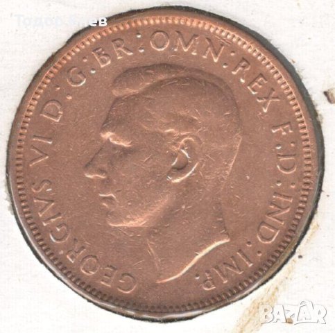 United Kingdom-½ Penny-1943-KM# 844-George VI-with 'IND:IMP', снимка 2 - Нумизматика и бонистика - 19827645