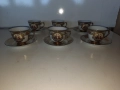 Луксозен сервиз за кафе от фин порцелан ръчно рисуван със златен кант, снимка 1